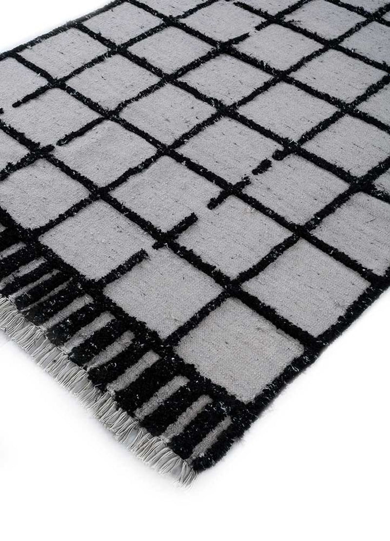 Alfombra de lana - 240 x 150 cm - blanco y negro