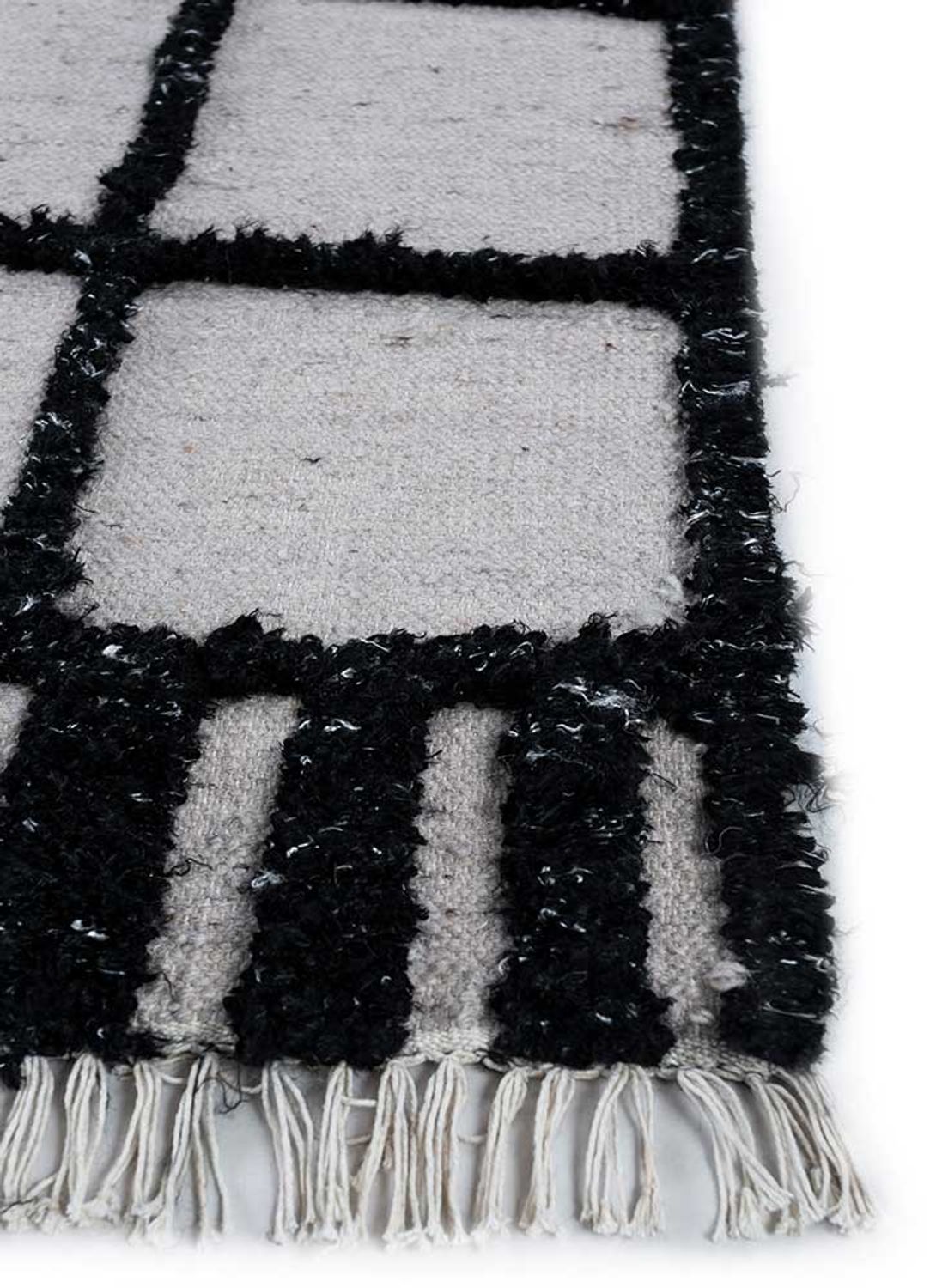Alfombra de lana - 240 x 150 cm - blanco y negro