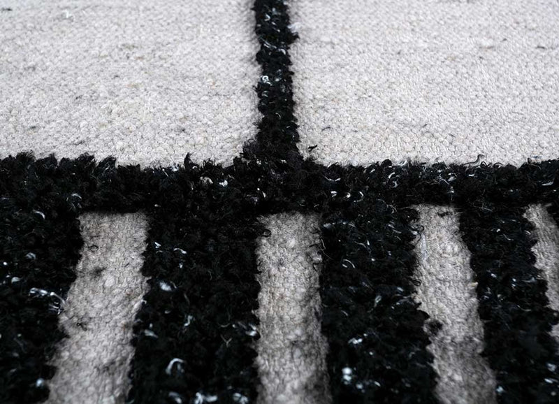 Alfombra de lana - 240 x 150 cm - blanco y negro