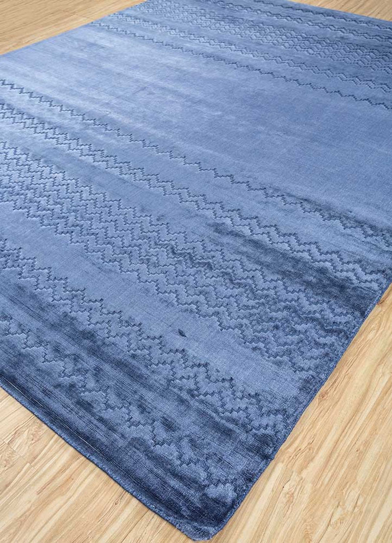 Alfombra de viscosa - 300 x 240 cm - azul
