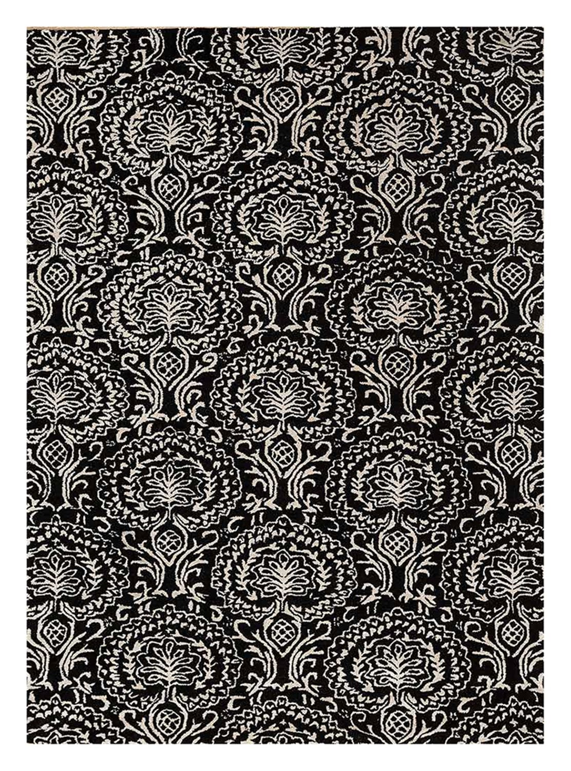 Alfombra de lana - 240 x 150 cm - blanco y negro