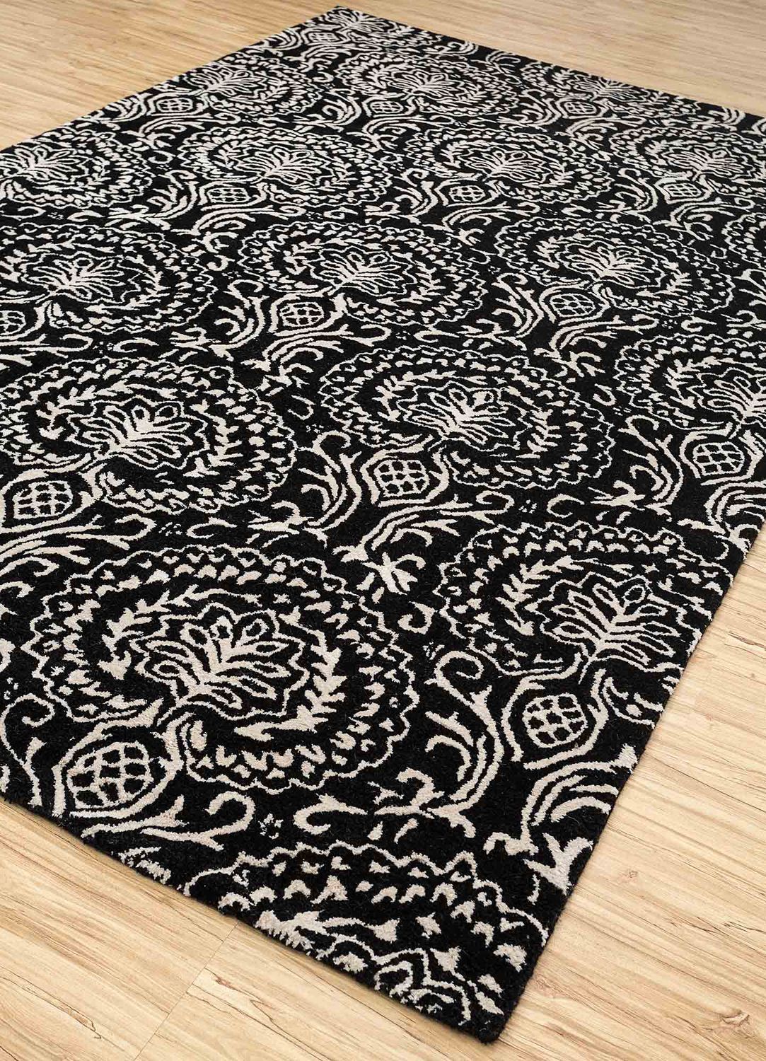 Alfombra de lana - 240 x 150 cm - blanco y negro