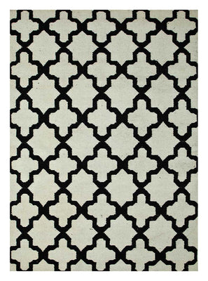 Alfombra de lana - 240 x 150 cm - blanco y negro
