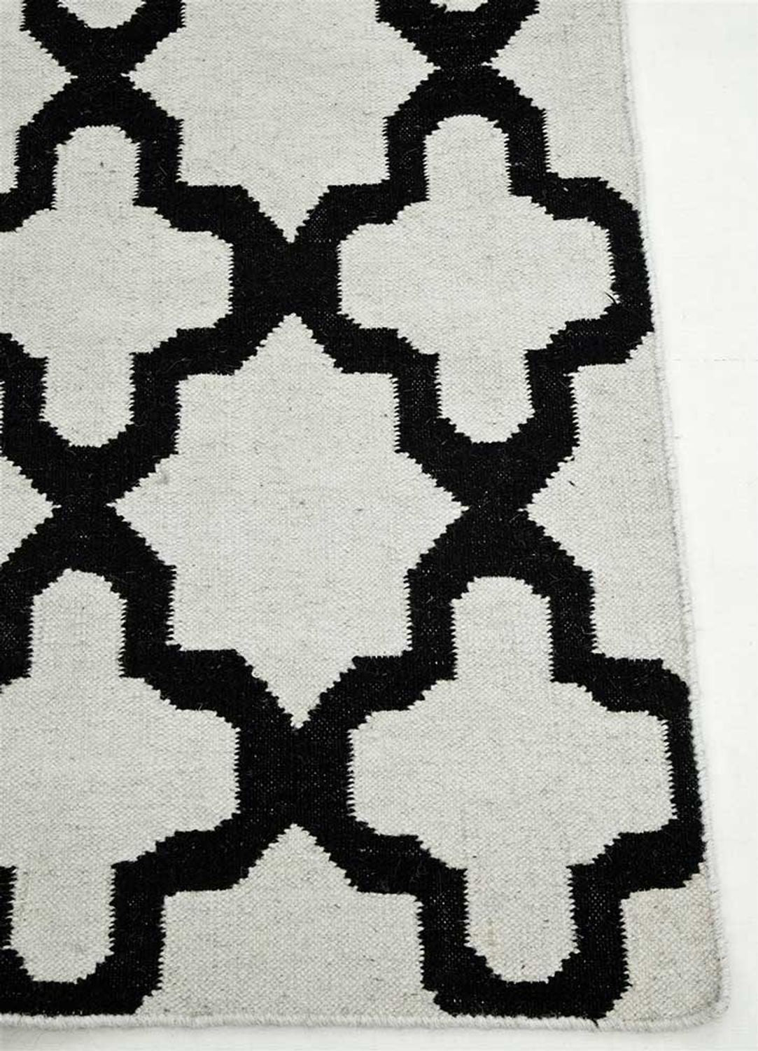 Alfombra de lana - 240 x 150 cm - blanco y negro