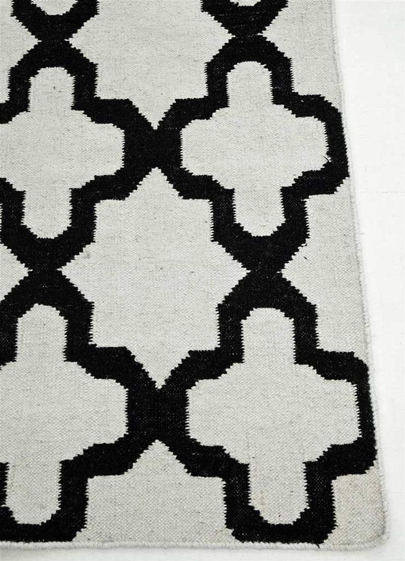 Alfombra de lana - 240 x 150 cm - blanco y negro