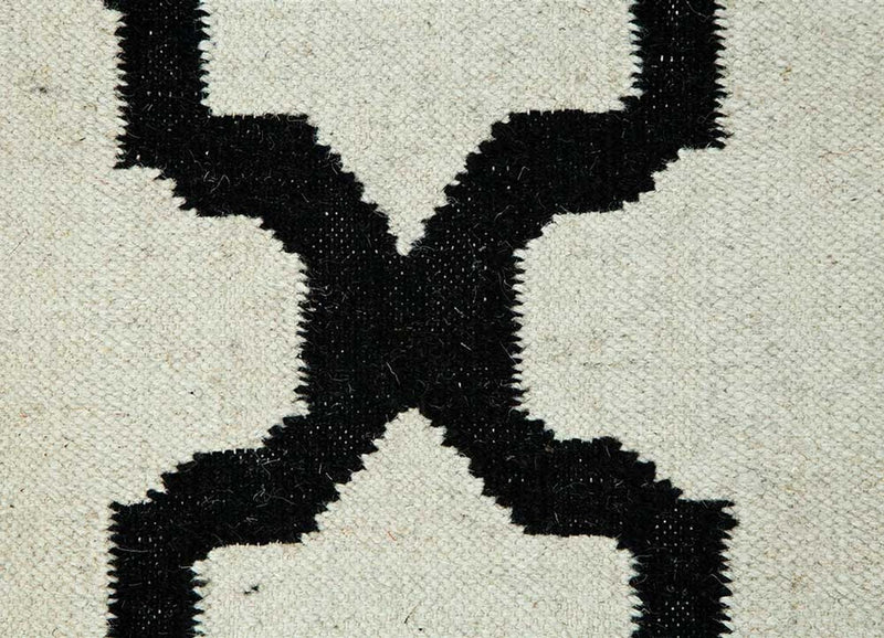 Alfombra de lana - 240 x 150 cm - blanco y negro