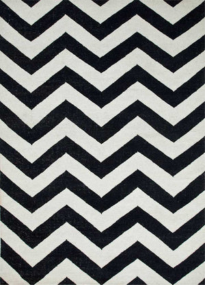 Alfombra de lana - 240 x 150 cm - blanco y negro
