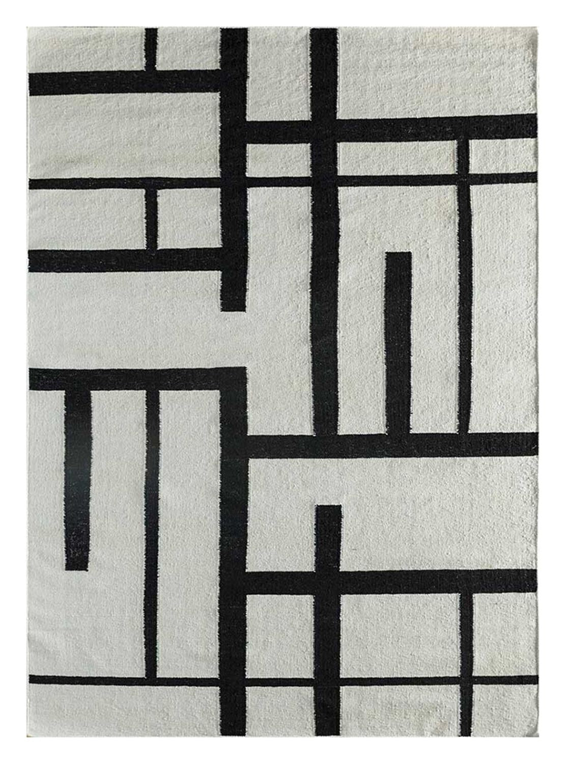 Alfombra de lana - 240 x 150 cm - blanco y negro