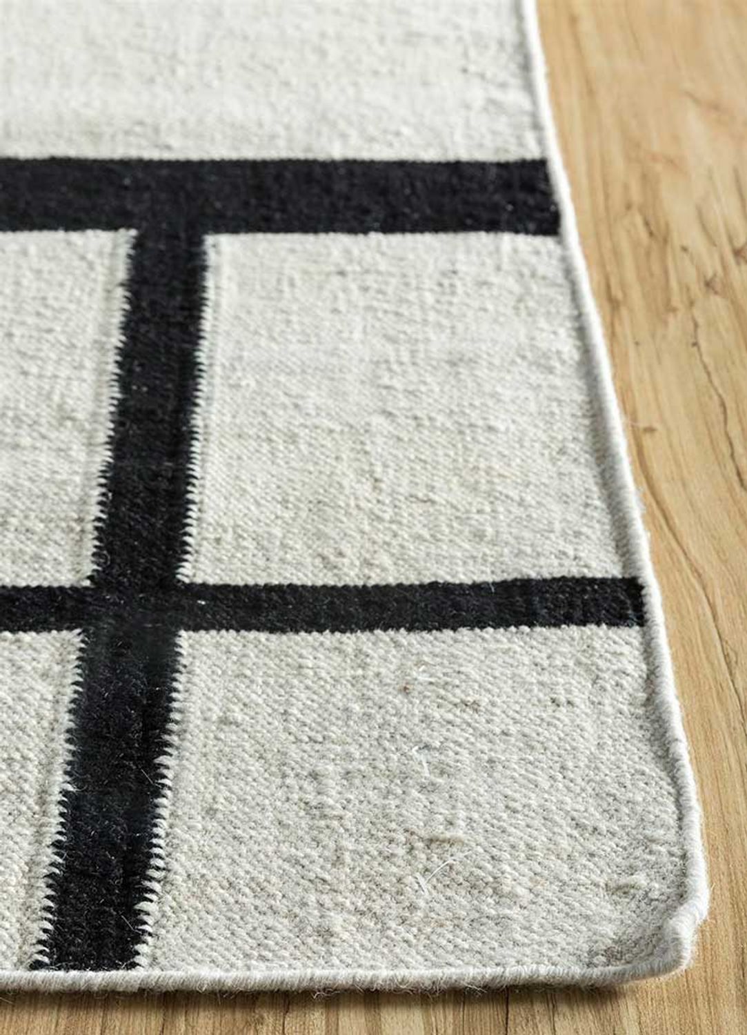 Alfombra de lana - 240 x 150 cm - blanco y negro
