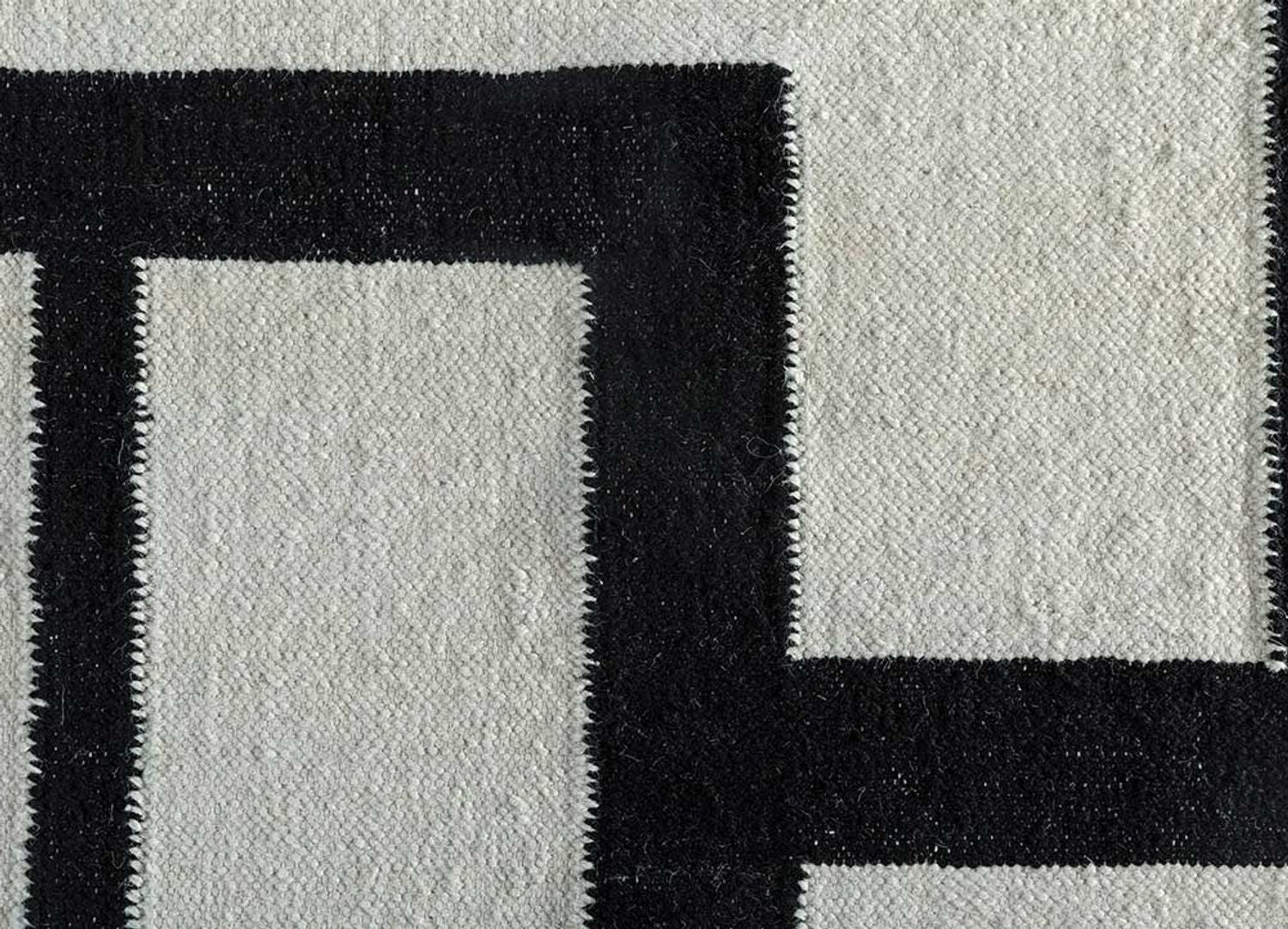 Alfombra de lana - 240 x 150 cm - blanco y negro