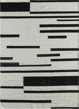 Alfombra de lana - 240 x 150 cm - blanco y negro