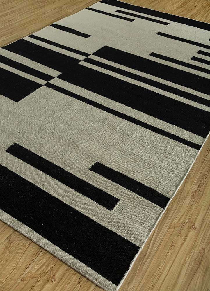 Alfombra de lana - 240 x 150 cm - blanco y negro