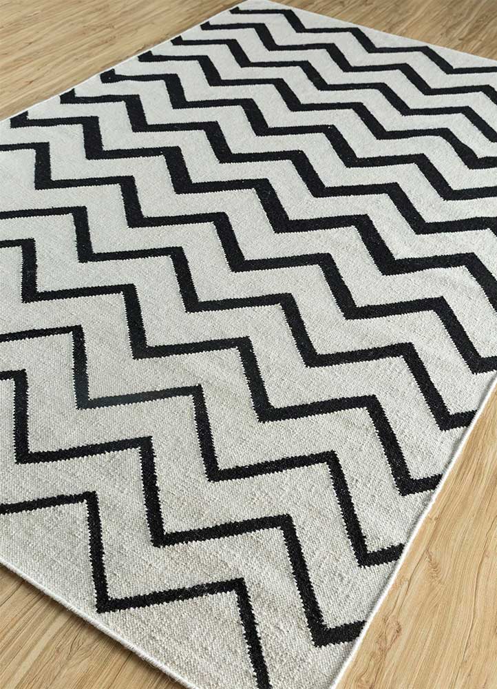 Alfombra de lana - 240 x 150 cm - blanco y negro