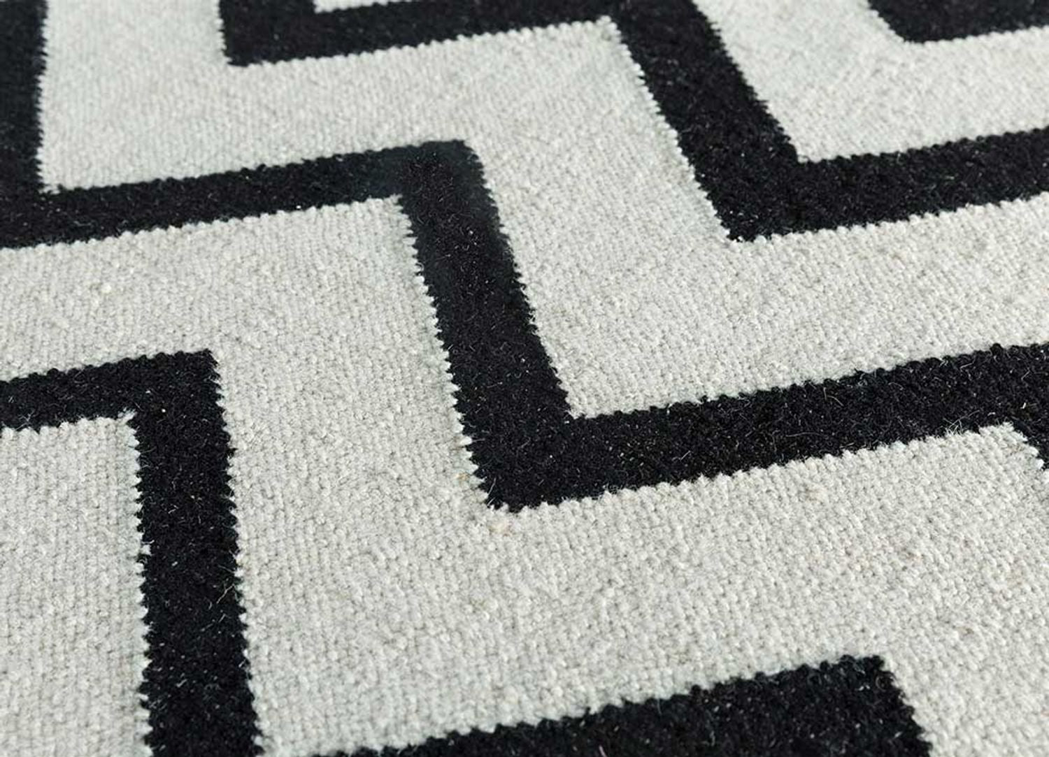 Alfombra de lana - 240 x 150 cm - blanco y negro