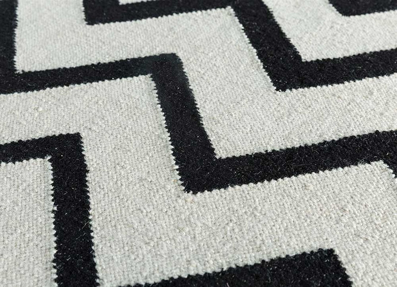 Alfombra de lana - 240 x 150 cm - blanco y negro