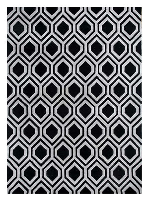 Alfombra de lana - 330 x 240 cm - blanco y negro