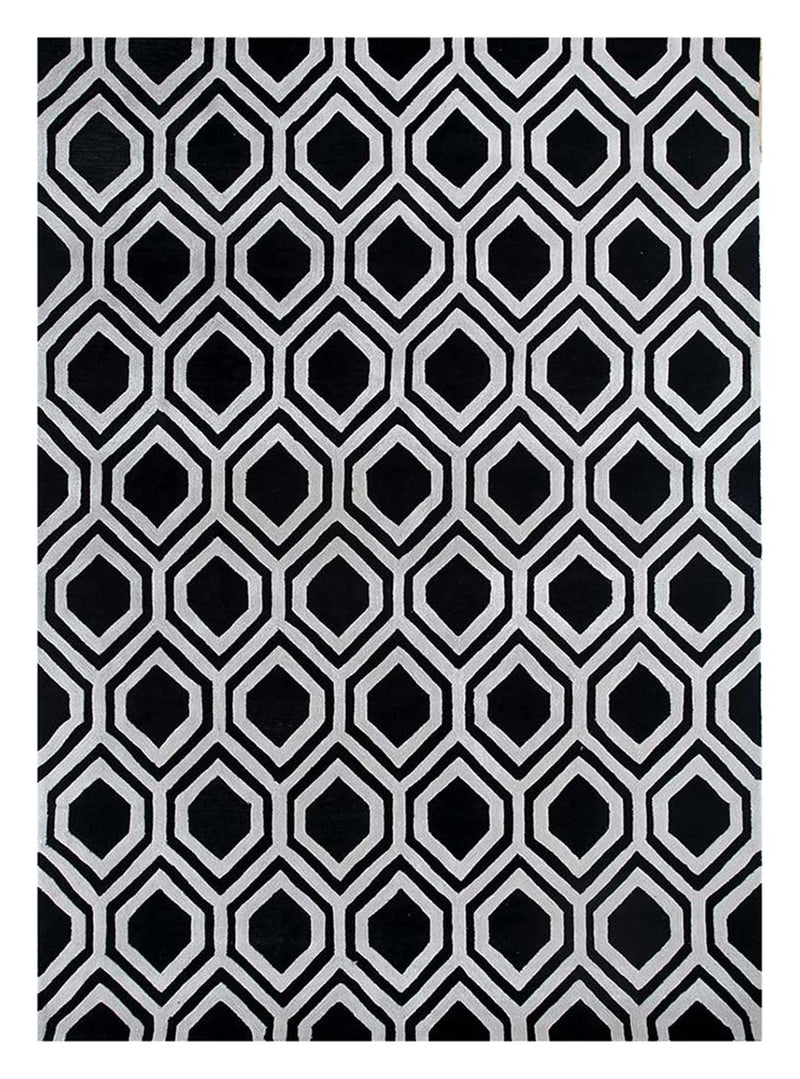 Alfombra de lana - 330 x 240 cm - blanco y negro
