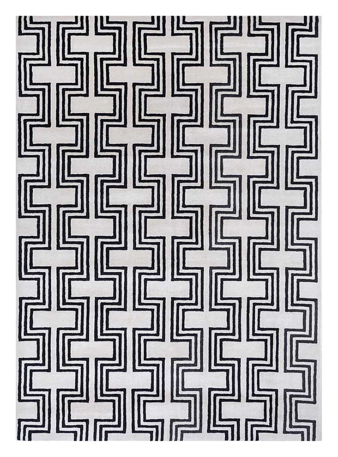 Alfombra de lana - 330 x 240 cm - blanco y negro