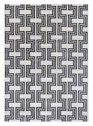 Alfombra de lana - 330 x 240 cm - blanco y negro