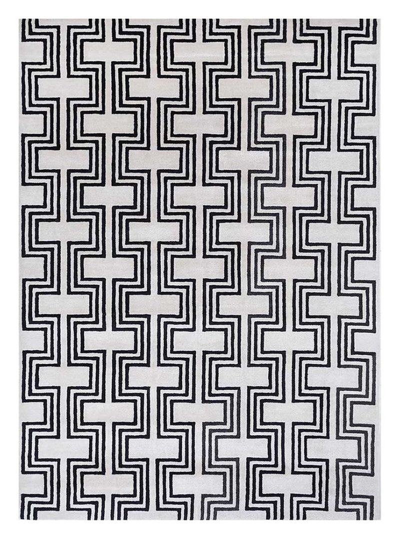 Alfombra de lana - 330 x 240 cm - blanco y negro