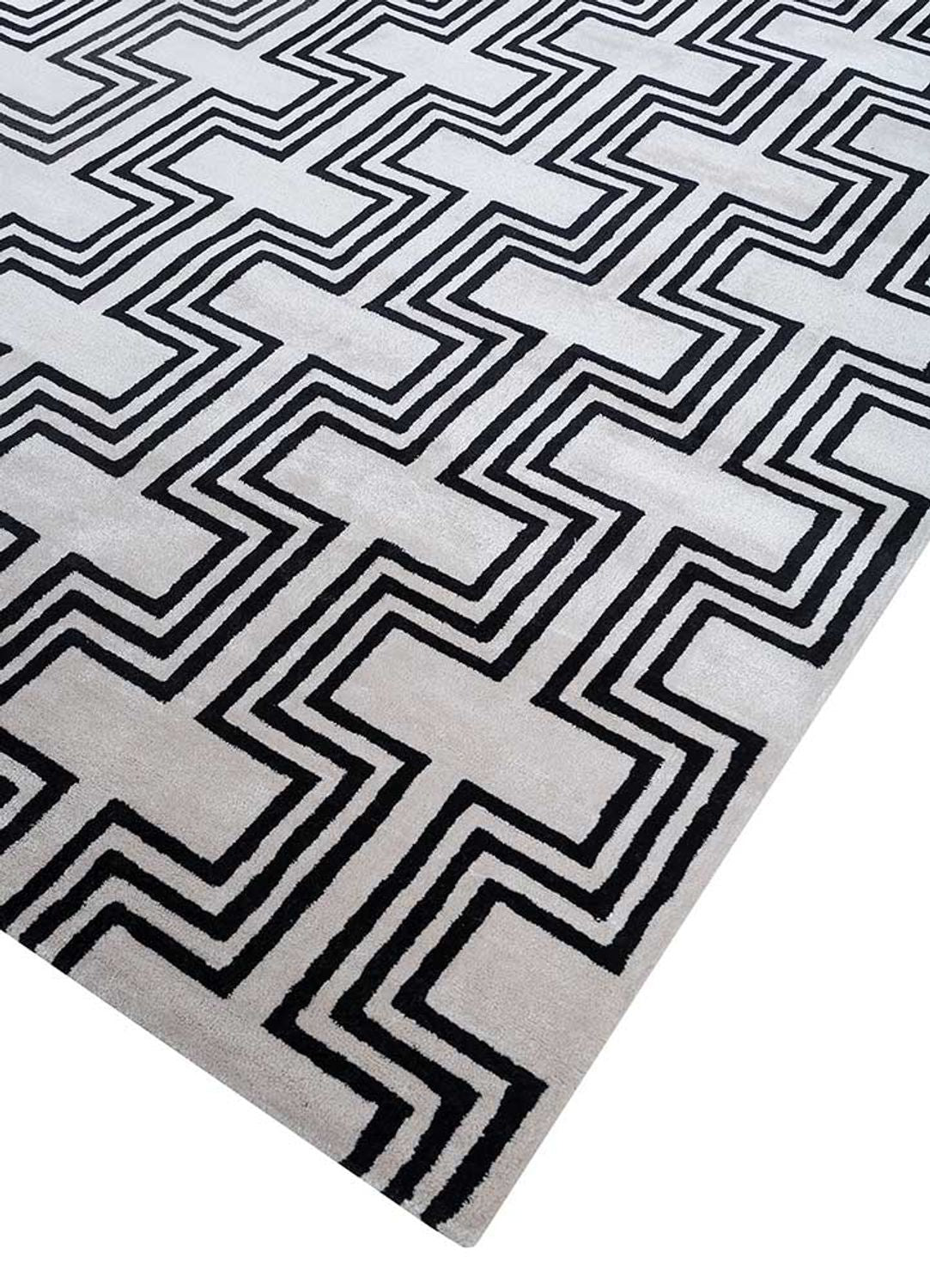 Alfombra de lana - 330 x 240 cm - blanco y negro