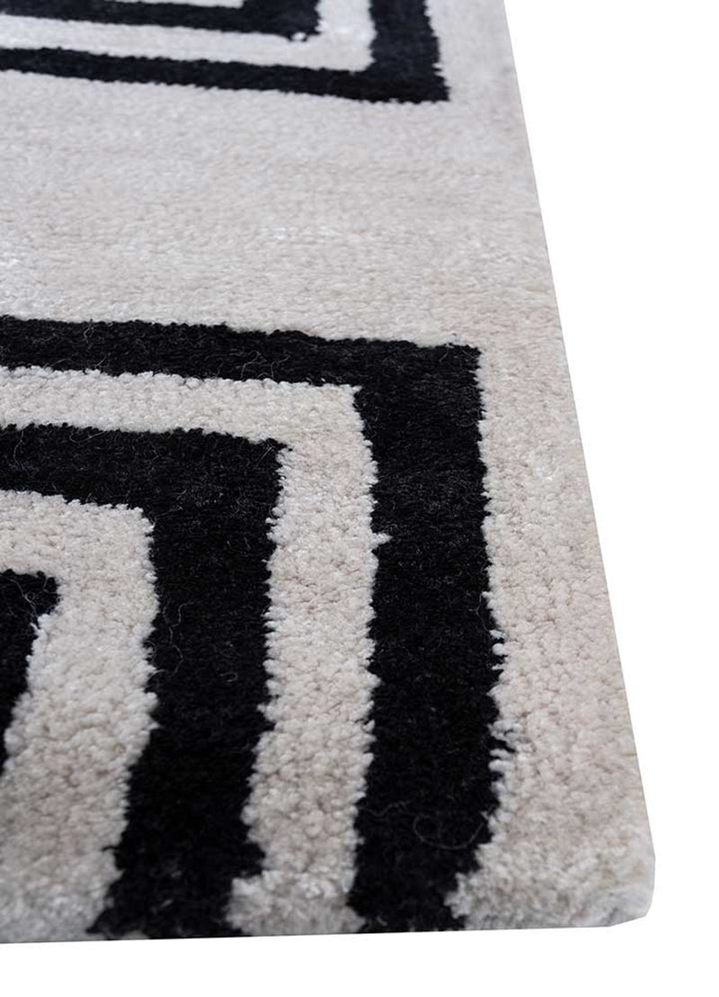 Alfombra de lana - 330 x 240 cm - blanco y negro