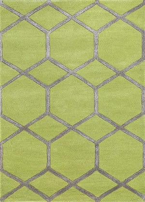 Alfombra de lana - 165 x 105 cm - verde claro