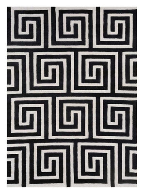 Alfombra de lana - 330 x 240 cm - blanco y negro