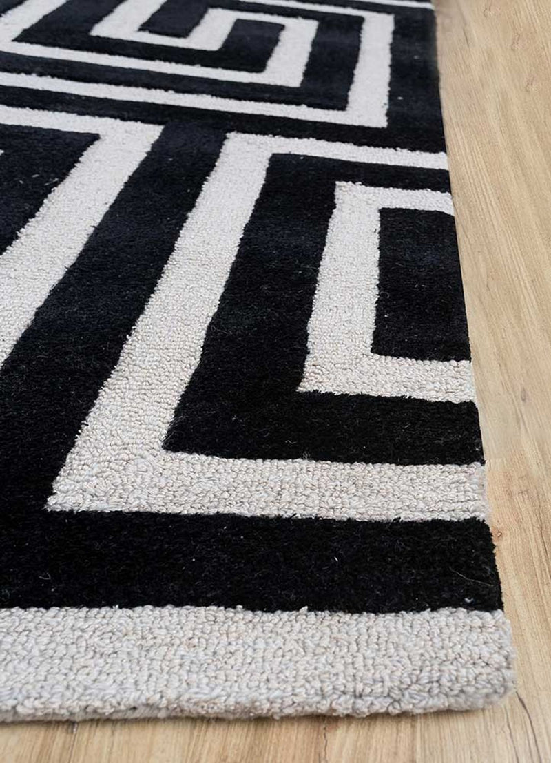 Alfombra de lana - 330 x 240 cm - blanco y negro