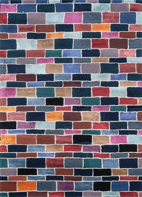 Alfombra de lana - 165 x 105 cm - multicolor