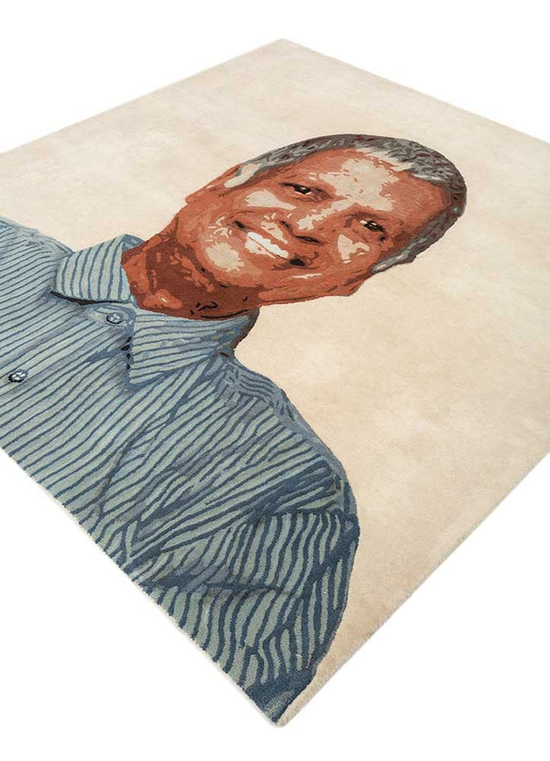 Alfombra de lana cuadrado  - 185 x 185 cm - crema