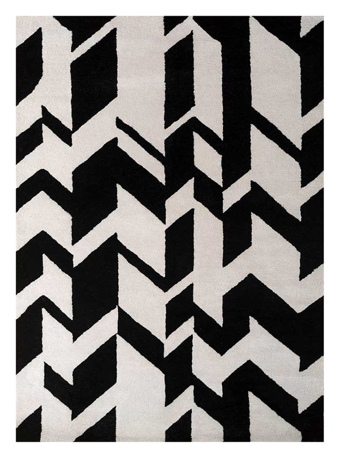 Alfombra de lana - 235 x 148 cm - blanco y negro