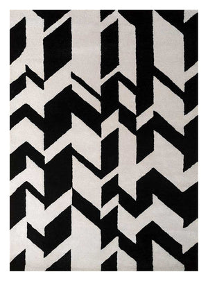 Alfombra de lana - 235 x 148 cm - blanco y negro