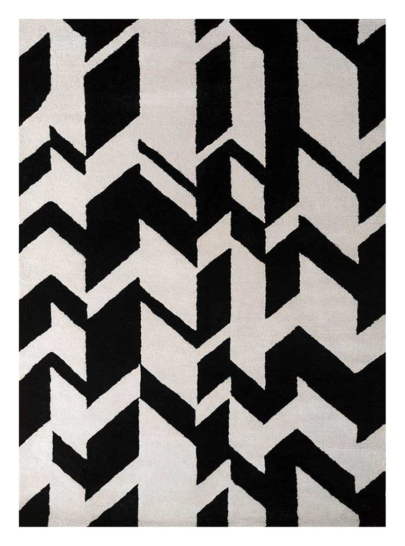 Alfombra de lana - 235 x 148 cm - blanco y negro