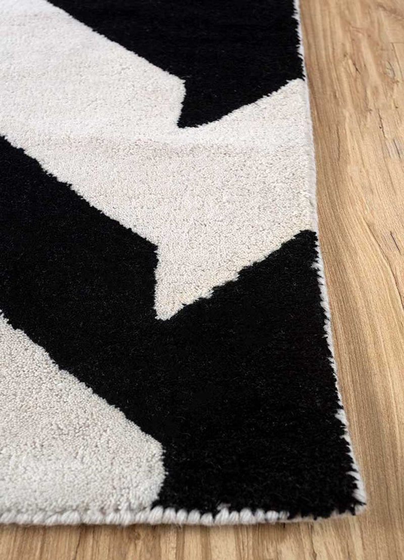 Alfombra de lana - 235 x 148 cm - blanco y negro