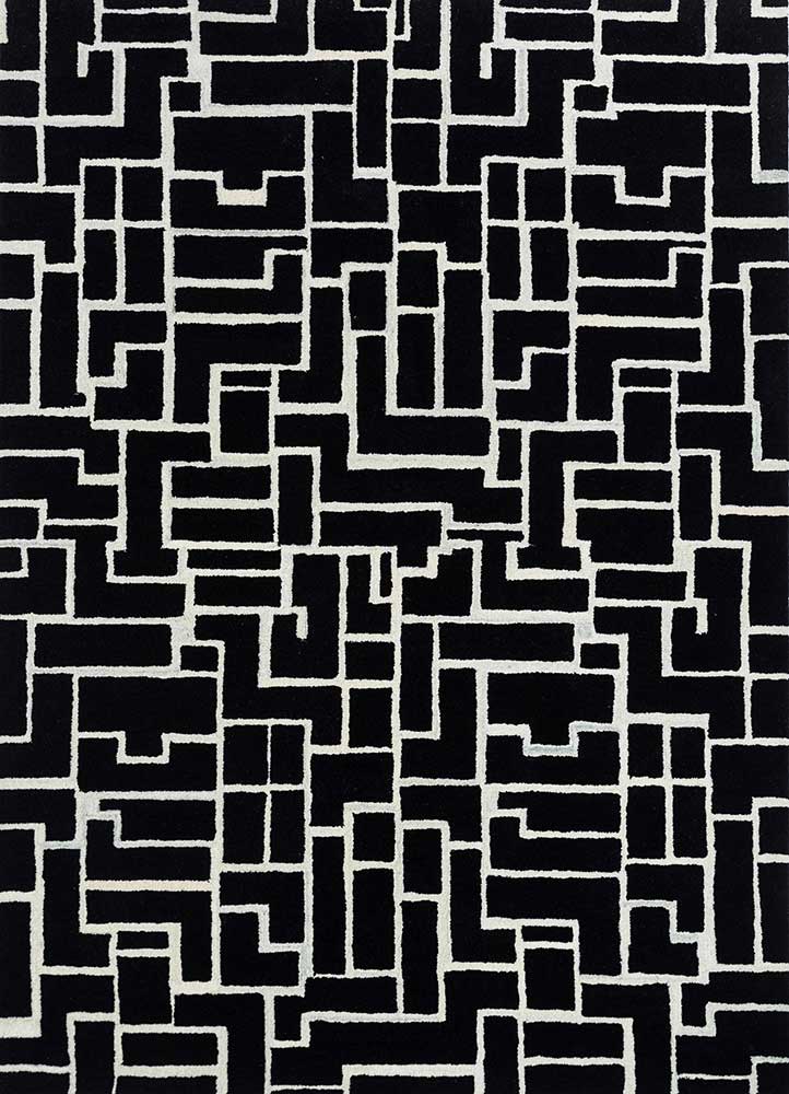 Alfombra de lana - 270 x 180 cm - blanco y negro
