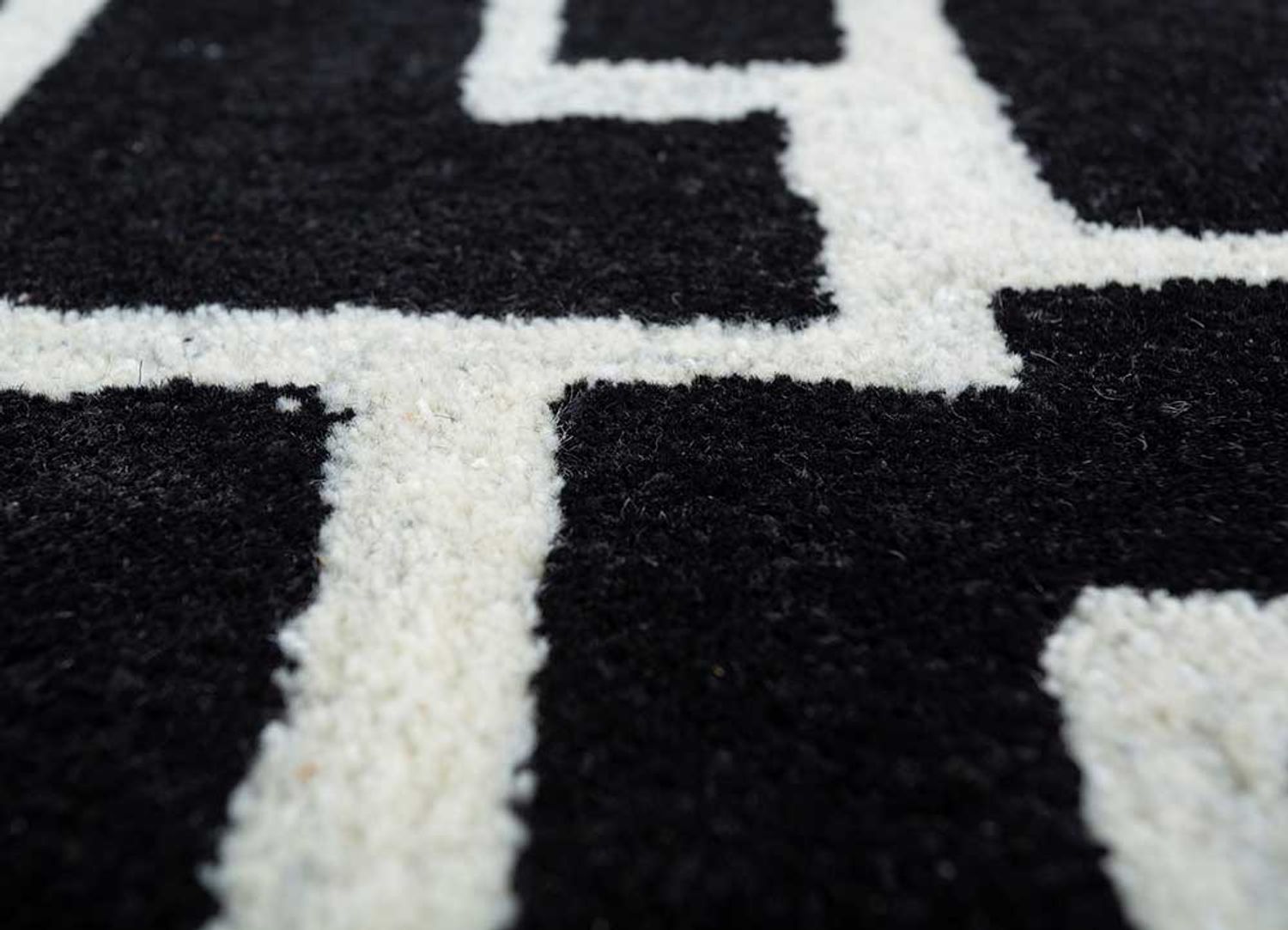 Alfombra de lana - 270 x 180 cm - blanco y negro