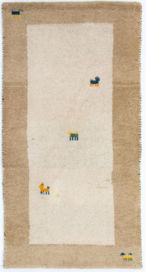 Alfombra Gabbeh - Indus - 140 x 70 cm - beige