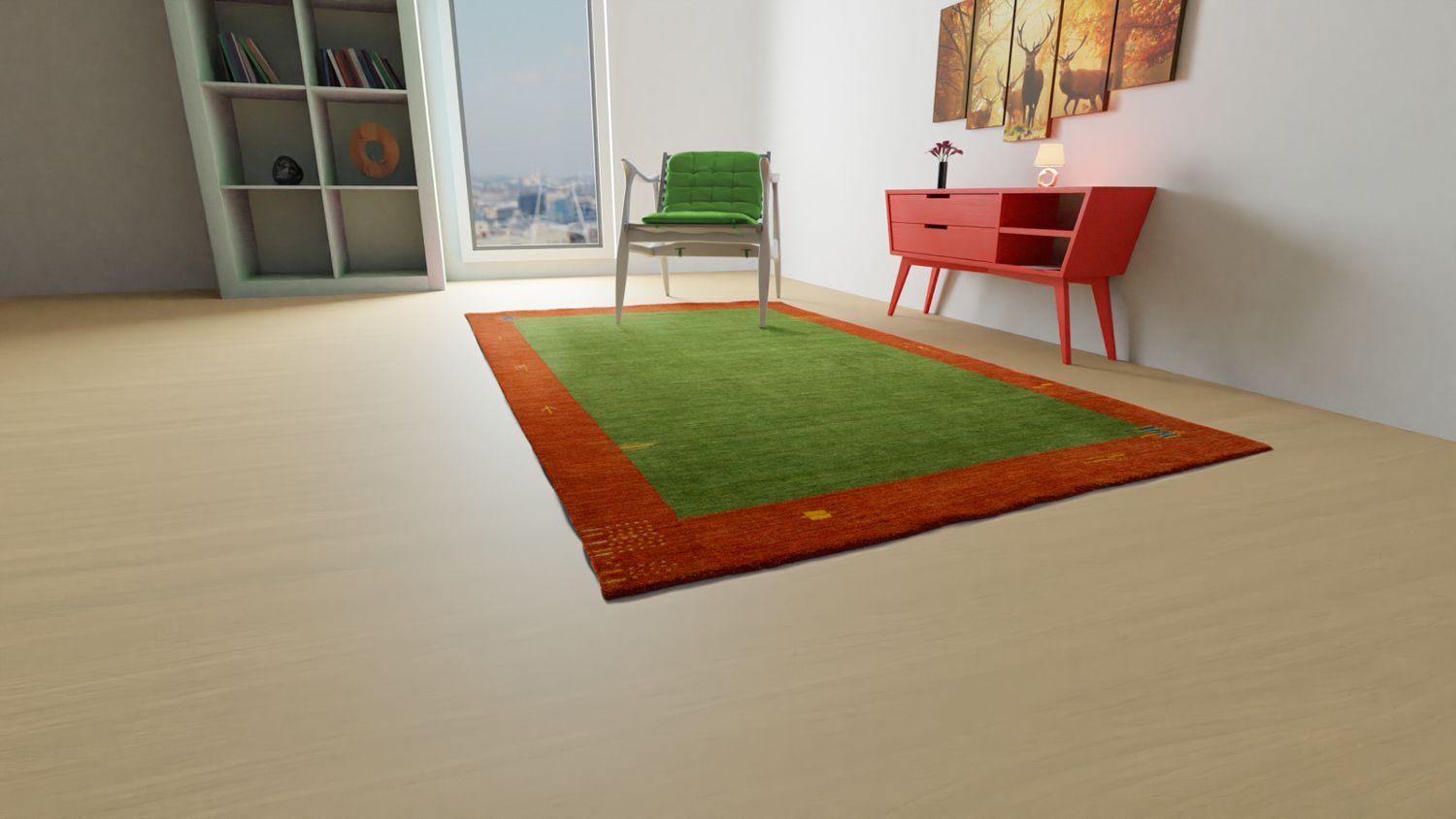 Alfombra Gabbeh - Indus - 180 x 120 cm - verde