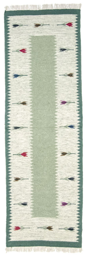 Alfombra de pasillo Alfombra Kelim - Tendencia - 250 x 80 cm - verde claro