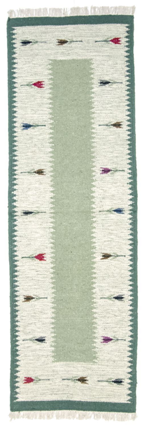 Alfombra de pasillo Alfombra Kelim - Tendencia - 250 x 80 cm - verde claro