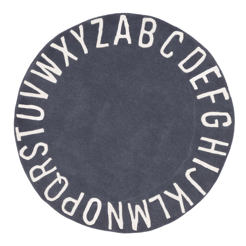 Kinderteppich Alphabet ABC rund