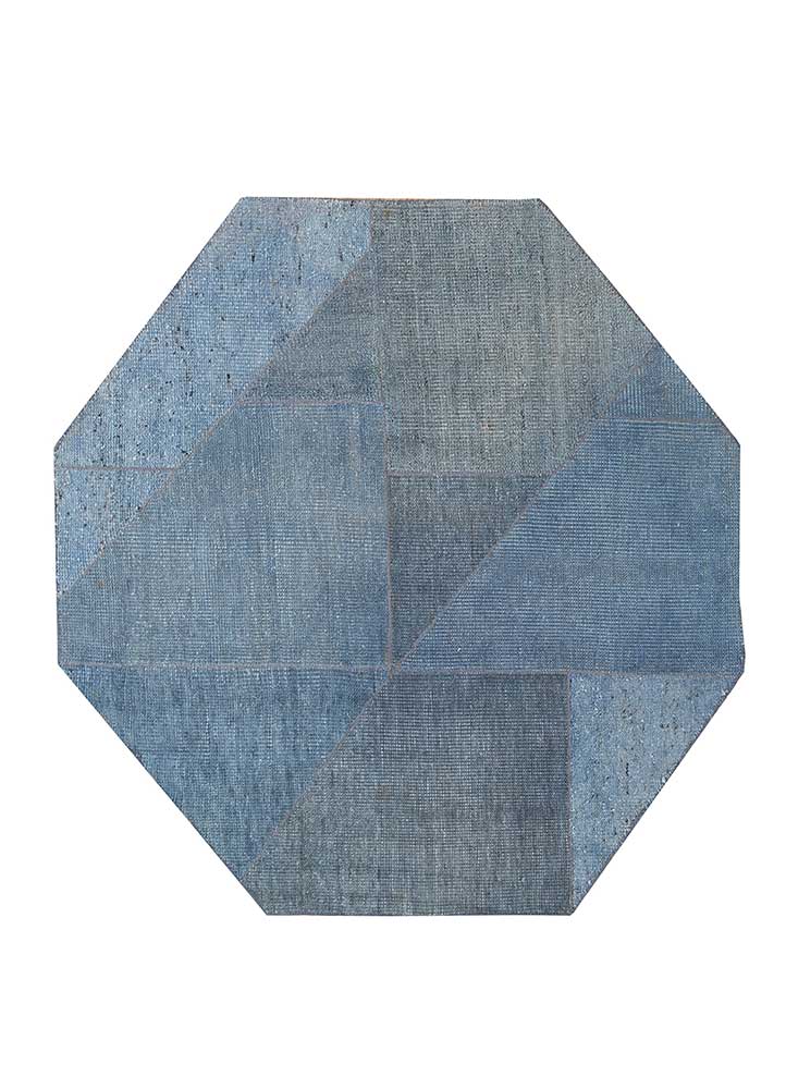Alfombra de lana forma especial  - 180 x 180 cm - azul
