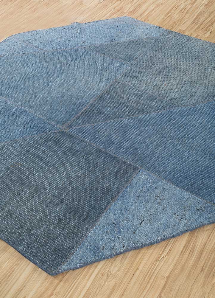 Alfombra de lana forma especial  - 180 x 180 cm - azul
