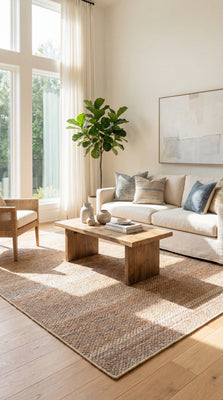 Alfombra de yute - 200 x 140 cm - natural