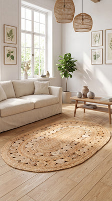 Alfombra de yute - 200 x 140 cm - natural