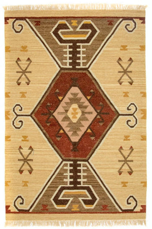 Alfombra Kelim - Tendencia - 187 x 126 cm - amarillo