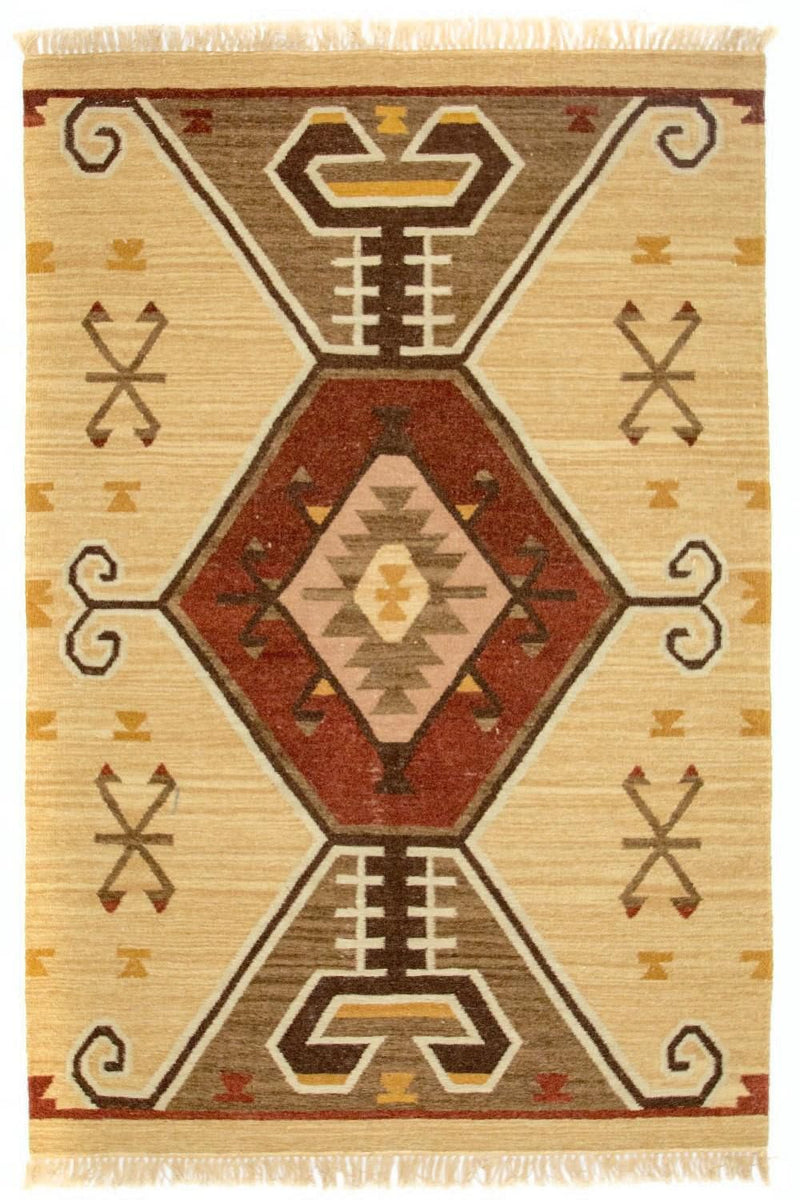 Alfombra Kelim - Tendencia - 187 x 126 cm - amarillo