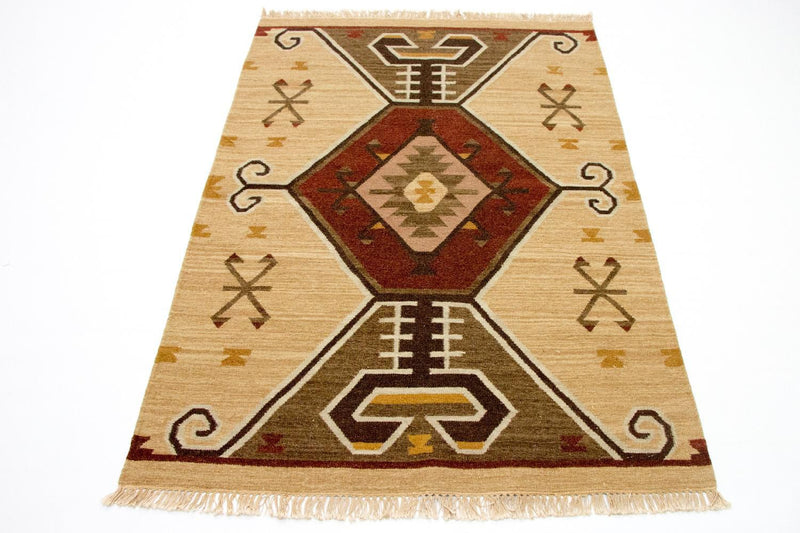 Alfombra Kelim - Tendencia - 187 x 126 cm - amarillo