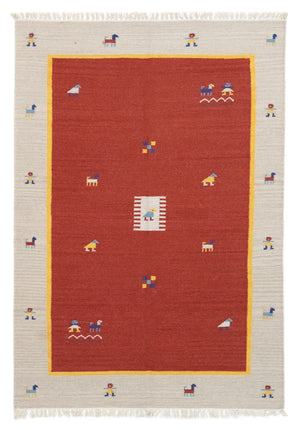 Alfombra Kelim - Tendencia - 200 x 140 cm - rojo